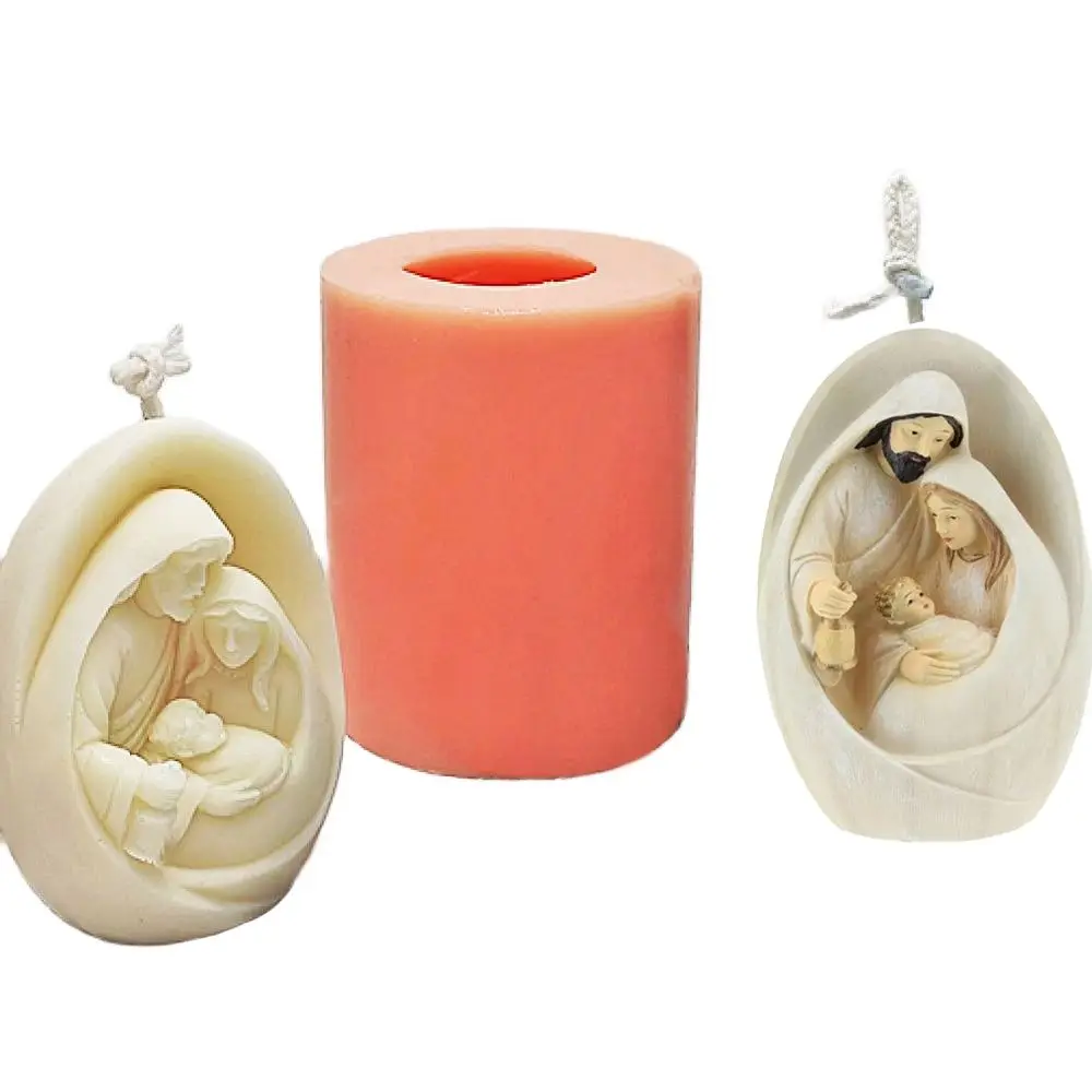 

Christmas Religion Candle Mold for Saint Father Virgin Mary Baby Jesus Belief Christ Loving Family Home Decor