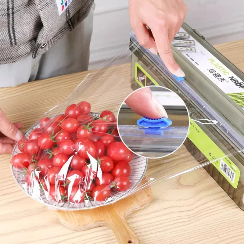 Kitchen Cling Film Cutter Wrap Dispenser Food Cling Film Foil Plastic Dustproof Cutter Storage Box Organizer Kitchen Suppies