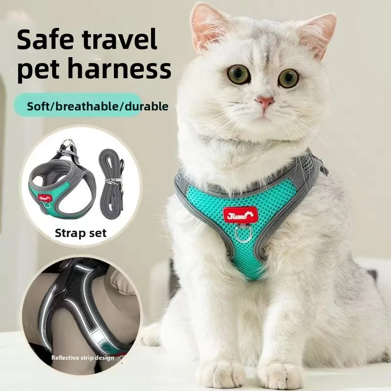 

Cat pet leash breathable vest for outdoor adjustment, small shoulder strap, comfortable rope for walking dogs