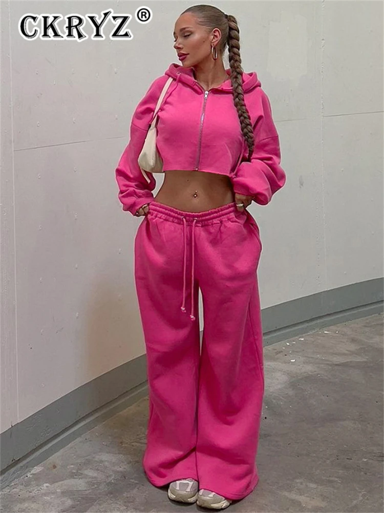 

Ladies Autumn Winter Pants Set Women 2 Pics Long Sleeve Crop Top Long Pant Matching Suits Woman Sports Streetwear Fall Outfits