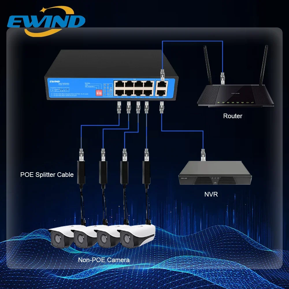 2026 POE Splitter 10/100/1000Mbps Type-C IEEE802.3af DC44-57V إلى 5V 3A مصدر طاقة لكاميرا IP نقطة وصول لاسلكية أو جهاز غير POE