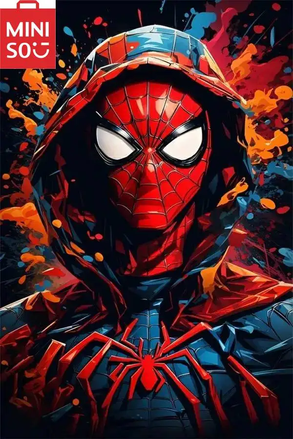 MINISO 5D DIY cuadrado y redondo diamante Spiderman superhéroe Anime pintura conjunto arte mosaico decoración del hogar regalo para Bar sin marco