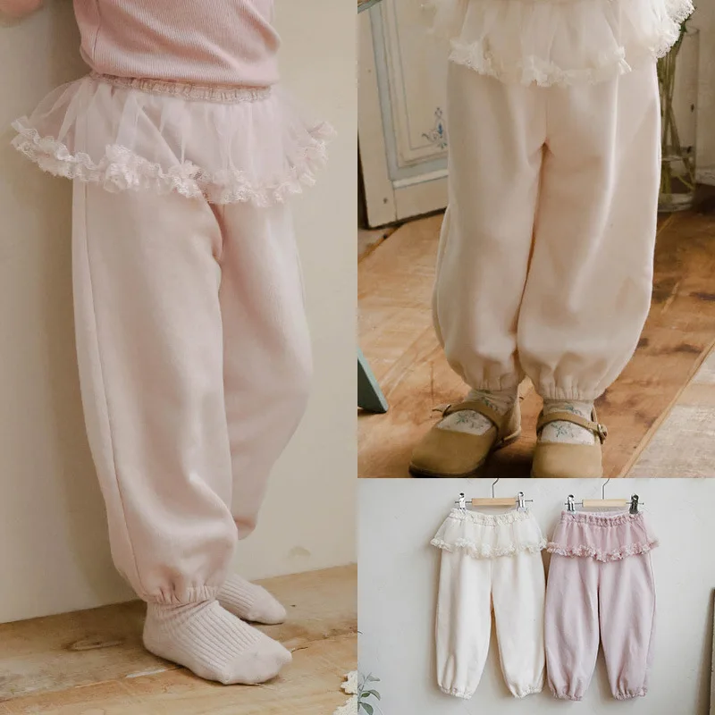 

Girls Casual Pants 2025 Spring Autumn New Korean Children Girls Elegant Skirt Edge Fake Two Piece Skirt Pants