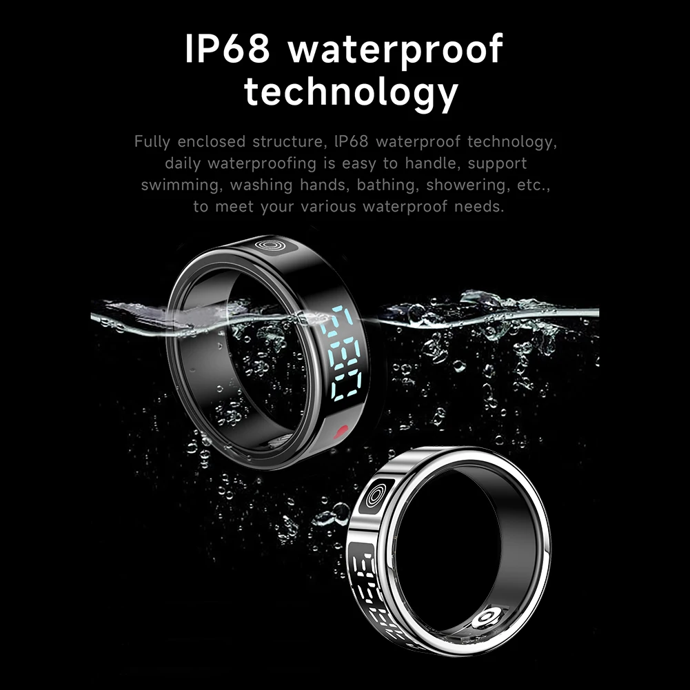 RS08 Smart Ring 5ATM Waterproof Health Fitness Rings Multi-sport Modes Fitness Tracker Heart Rate Blood Oxygen Sleep Monitoring