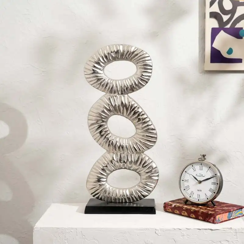 منحوتات تجريدية مزخرفة - مجموعة من 2 لمسة طاولة حديثة مصقولة بالذهب والنيكل #3