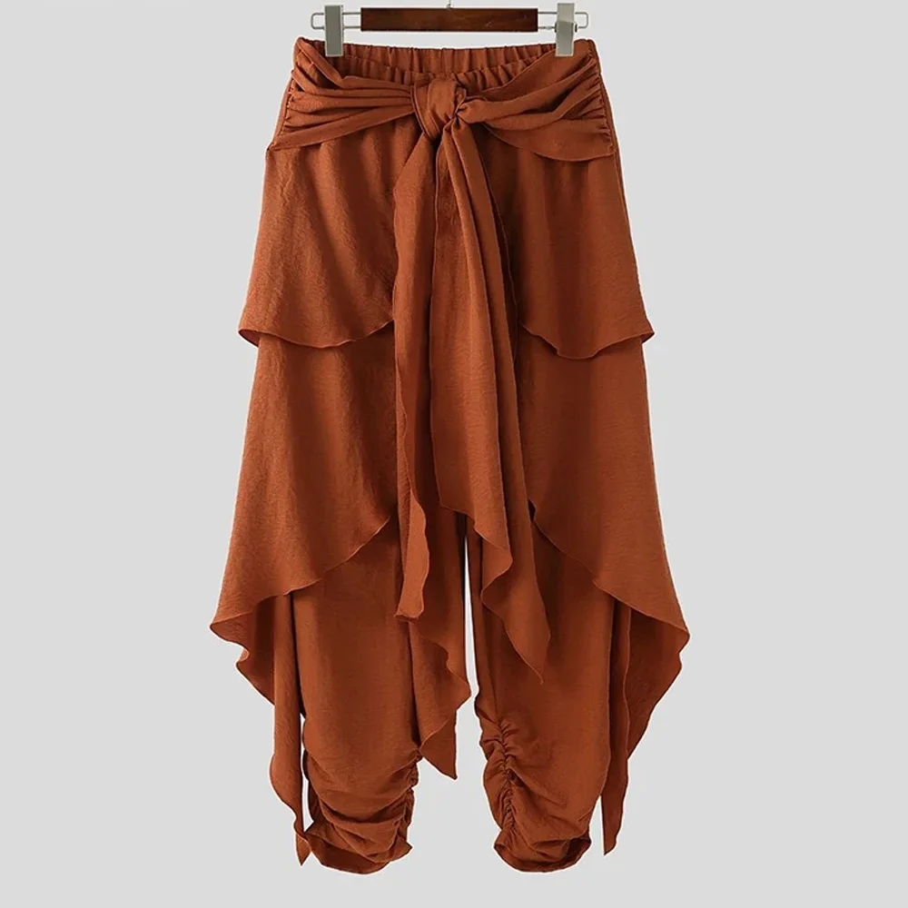 

Men’s Irregular Wrap Harem Pants Gothic Ninja Style Loose Fit Draped Streetwear Elastic Waist Casual Trousers 2026New