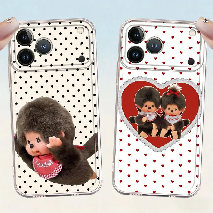 Funda Protectora Suave para Teléfono con Diseño de Monchhichi para iPhone 17 Pro Max, 13 Pro, 16, 15, XS Max, 11, XR, Air, 17e, 12 Mini, 14 Plus