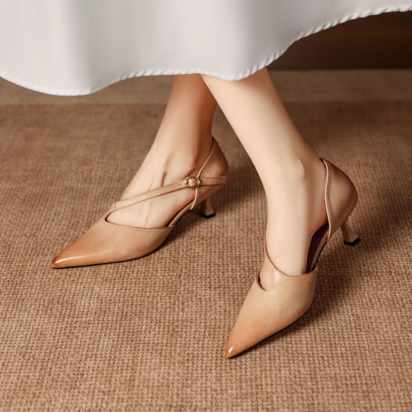 

Genuine Cow Leather Women Pumps Shoes High Heels Pointed Toe Sexy women's Sandals Retro Summer Party Office Shoes Dress 34-40