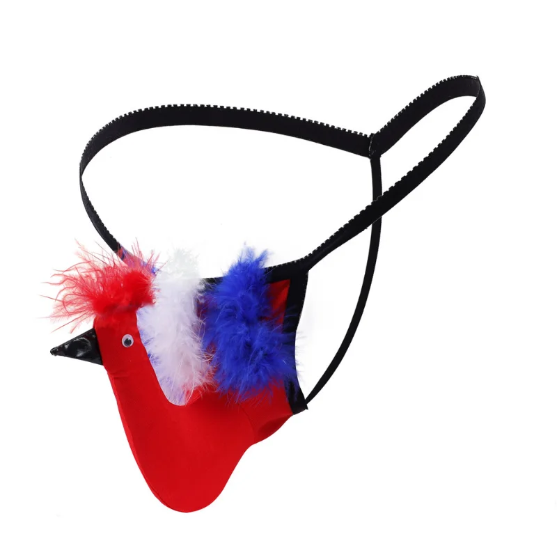 

Mens Sexy Thongs And G Strings Cartoon Feather Bird Pouch Underwear Lingerie Upturned Thong Cosplay Low Waist Sissy Jock Strap
