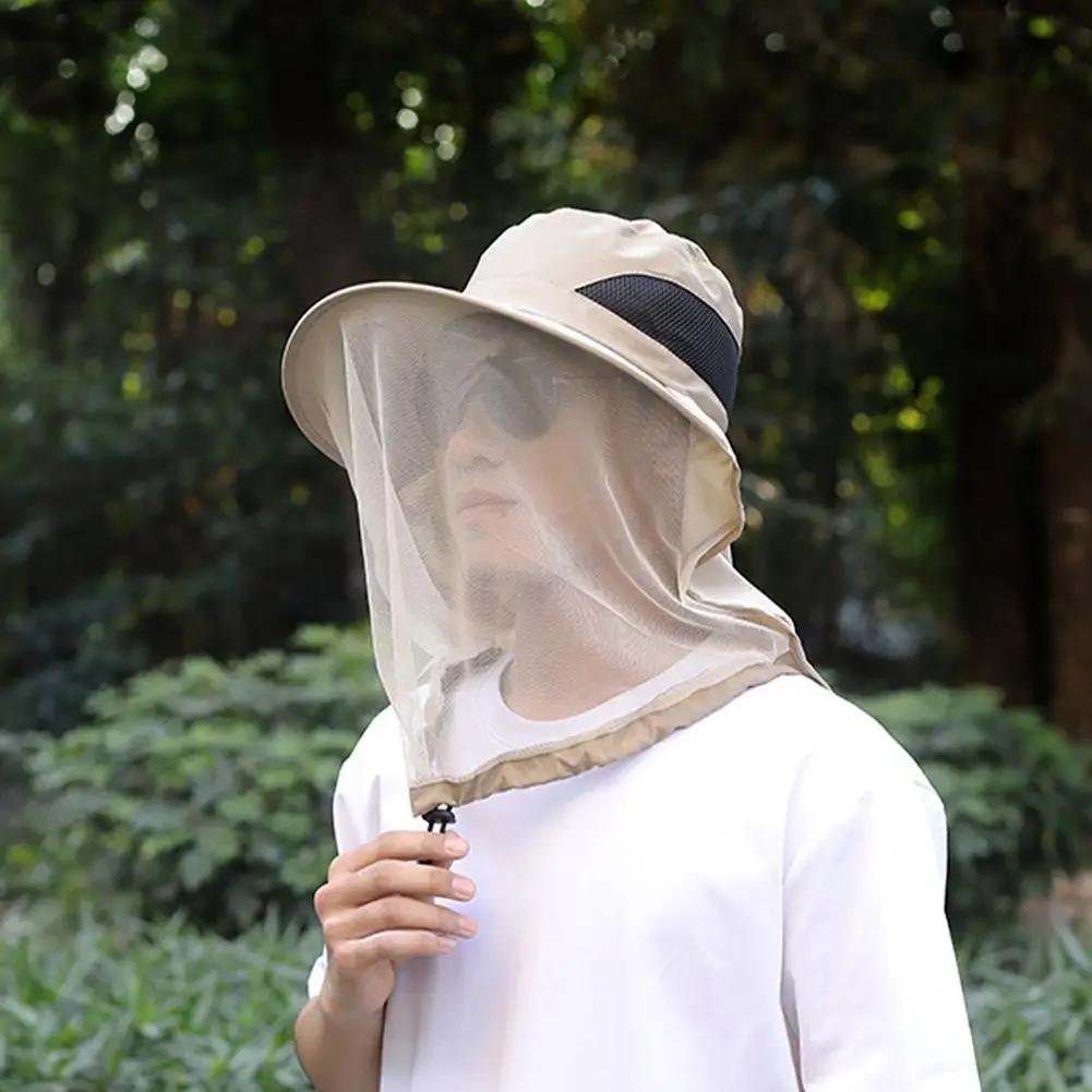 UV-Schutzhut mit Gesichtsmaske, atmungsaktiver Insektenschutz, breite Krempe, Angelhut, Outdoor-Sport, Natur, Wandern, Camping, Netzhut – Detail 21