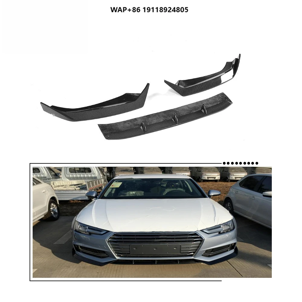 

3PCS/SET Carbon Fiber Front Bumper Lip for A4 B9 SLINE S4 Sedan 4-Door 17-18 (Fits:S4)