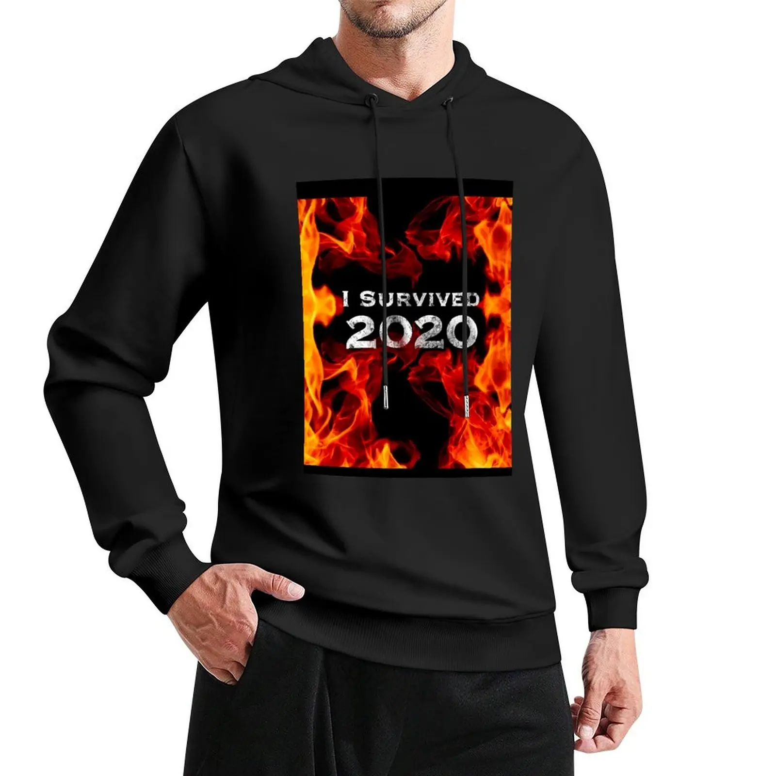 

I Survived 2020 burning Pullover Hoodie japanese style autumn clothes korean autumn clothes graphic t shirts men man hoodie