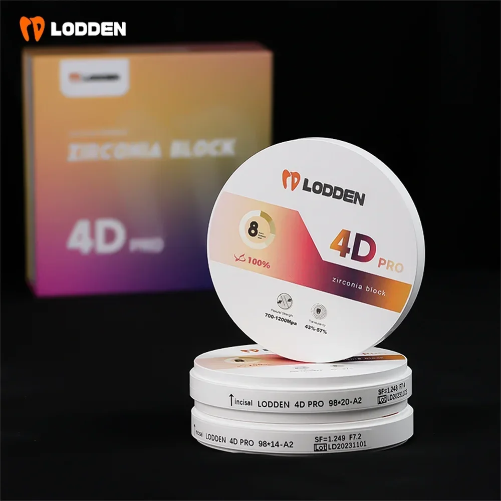 

Lodden 4D PRO Multilayer Zirconia Disc Dental Material Zirconia Multilayer Block 8 Layers 98mm Cad Cam System for Dental Lab use