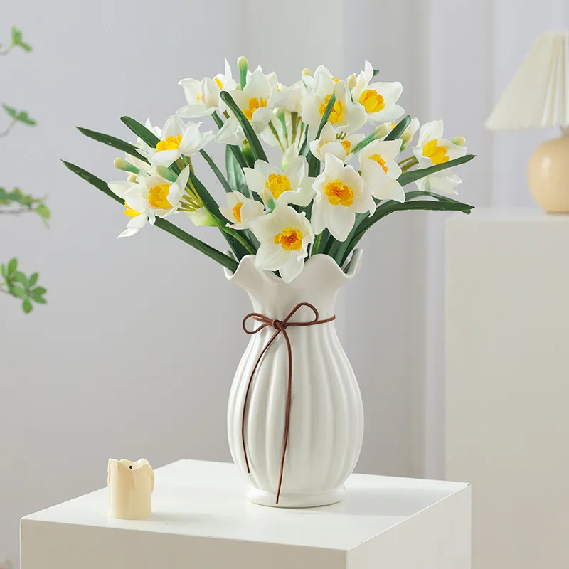 

5/10Pcs Artificial Daffodils Flowers Fake Daffodil Flower Faux Narcissus Spring Flowers for Wedding Bridal Bouquet Home Decor