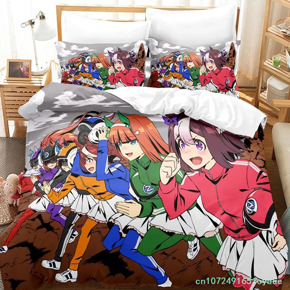 Pretty Derby Bedding Set Single Twin Full Queen King Size Bed Set Adult Kid Bedroom Duvetcover Sets Anime Parure De Lit Bed