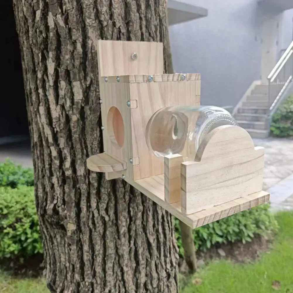 

Easy Refill Squirrel Feeder Natural Wood Squirrel Feeder Weather-proof Wooden Squirrel Feeder Heavy Duty Easy Refill for Clean