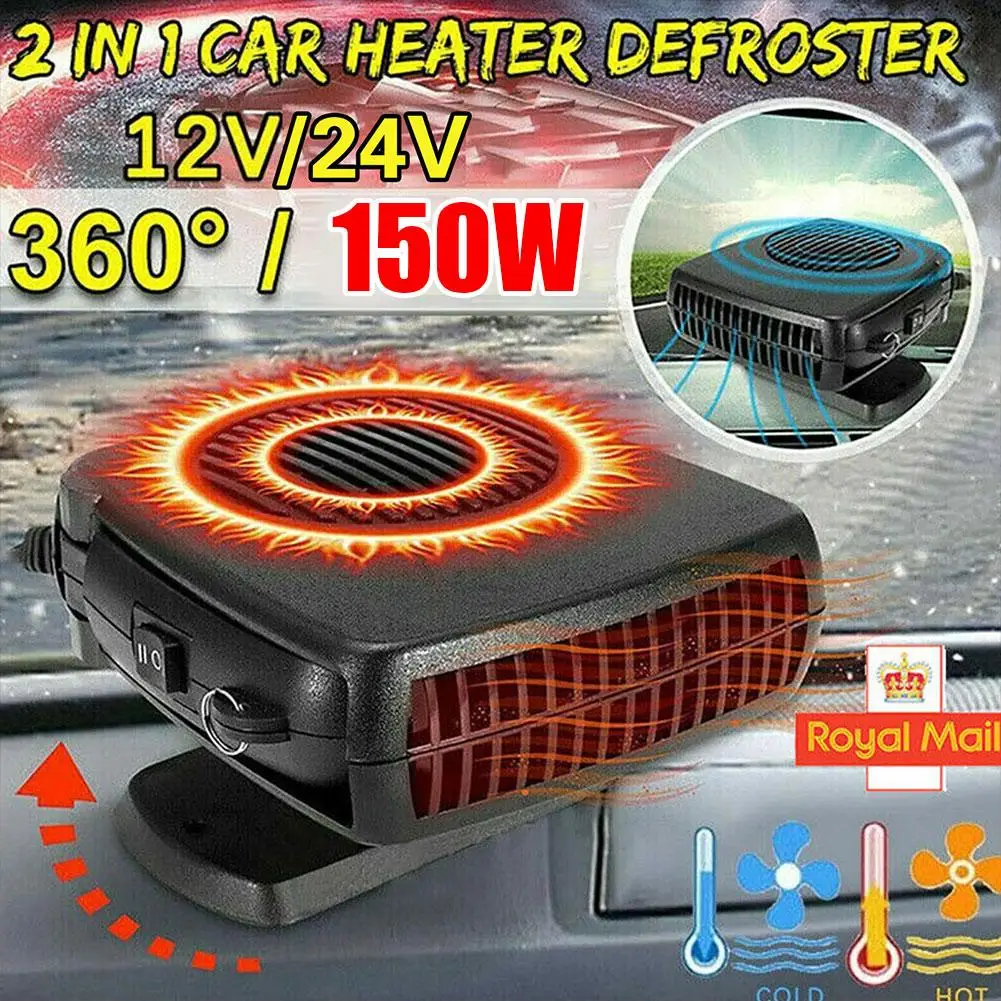 Calentador eléctrico portátil para coche, de 12V 2 en 1 dispositivo de calefacción/24V, 200W, desempañador de parabrisas, Descongelador para coches,