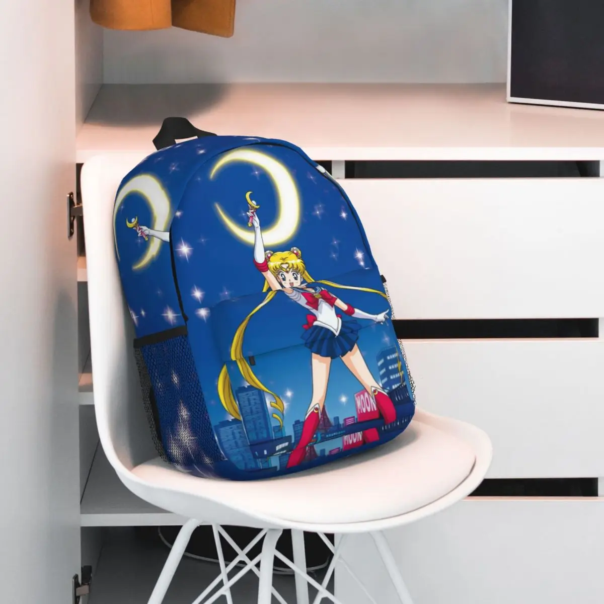 Sailor-Moon Print mochila leve, saco escolar padrão novo na moda, 15"