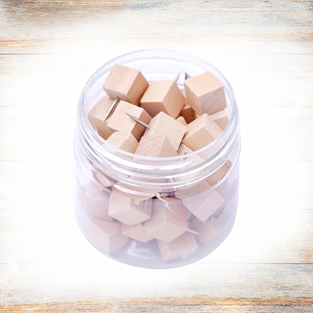 50 قطعة دبابيس ضغط الخشب مربع الزخرفية Thumbtacks الإبداعية السلامة المعادن الأظافر ل لوحة الفلين نشرة خريطة صور مكتب المدرسة