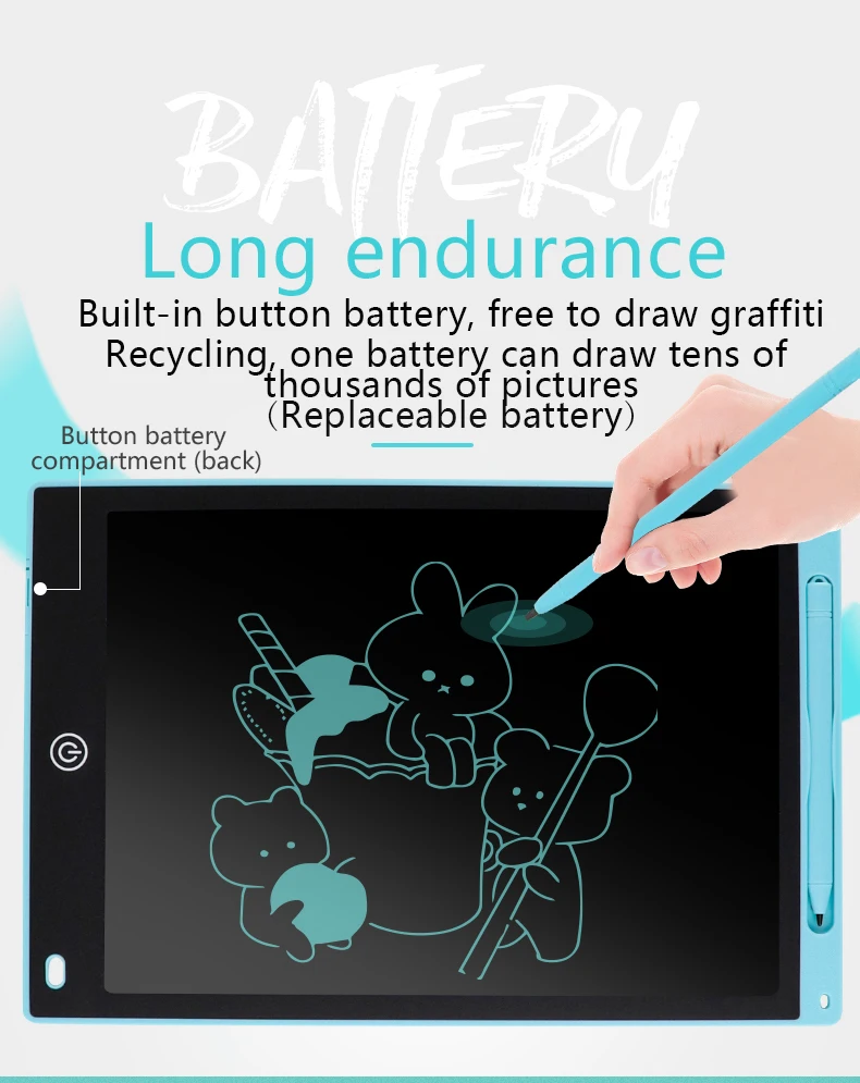 Tablet de escrita LCD para crianças, brinquedos infantis, ferramenta de pintura, desenho eletrônico, prancheta fina, presente educacional para menino, 10 polegadas, 12 polegadas