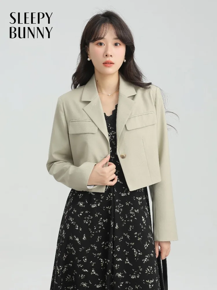 

Vintage Blazer Women Lady Padded Shoulder Jacket Short Suit Coat Elegant Casual Winter Autumn Office Daily Outerwear Style Cloth