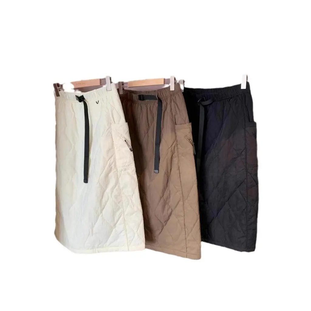 

WTHEONE Quilted Cotton Skirt Outdoor Mountain Warm Slim A-Line Waist Elastic Autumn Winter Women's Fashion
