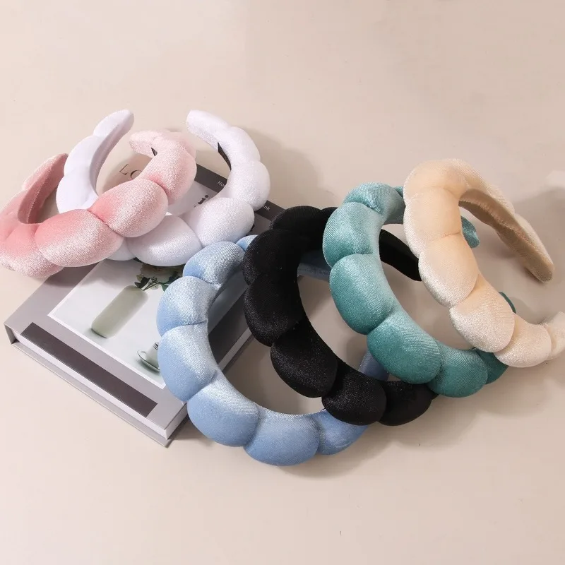 

Sponge Spa Headband Velvet Washing Face Wide Padded Headband Skin Care Makeup Removal Shower for Women Girls Hair Accessories