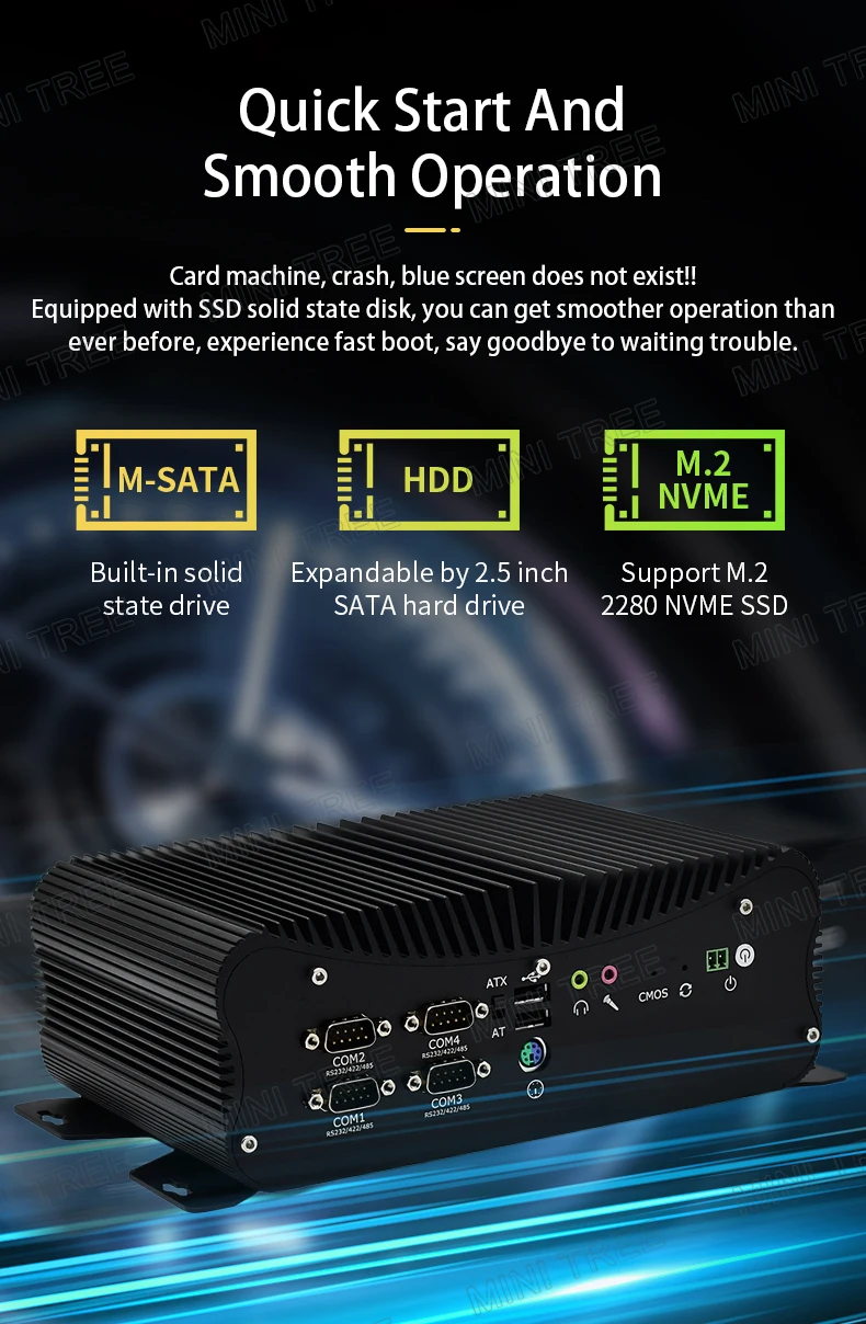 คอมพิวเตอร์อุตสาหกรรมรุ่นที่ 13 แบบ 6-COM ซีพียู Core I7 1370P I5 1335U พร้อมพอร์ต HD VGA GPIO แลนคู่ 2.5G แบบไร้พัดลม สำหรับธุรกิจทางการแพทย์และเครื่อง CNC