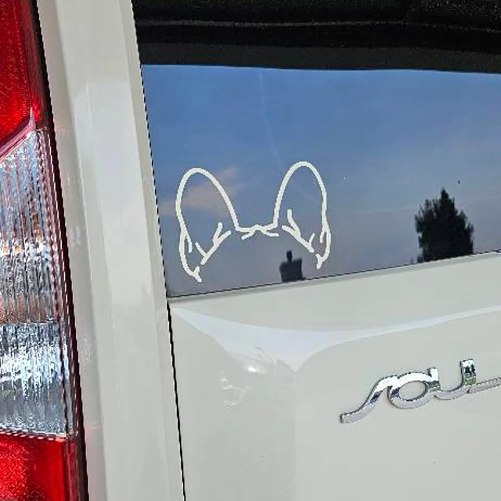 Frenchie Bulldog Ears Car Windows Stickers Cute Animal Decoration Vinyl Decals Craft Accessories