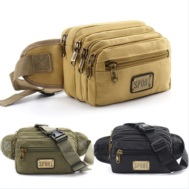 

Men's and Women's Canvas Multi-functional Large-capacity Waist Bag with MultipleCompartments for Storing Wallets and Outdoor Bag