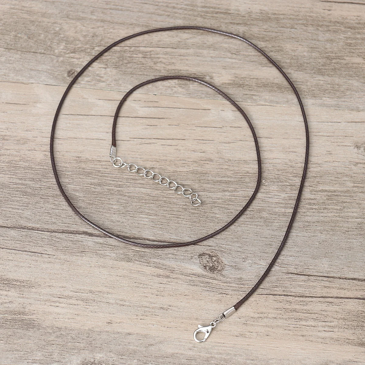 

10Pcs Waxed Necklace Cords 60cm Length Diameter 15mm Brown Lobster Clasp Extension Chain Pendant Rope Necklace Cord Set