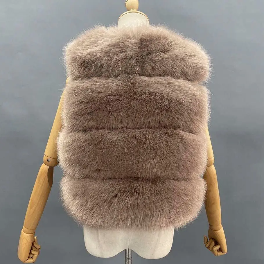 Janefur-Faux Fur Vest for Women, V-Neck, Plush, Sleeveless Coat, Female Fake Fur Gilet, Wholesale, Winter, 2022 Fashion