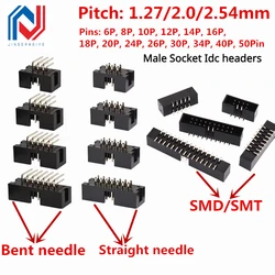10Pcs Pitch 1.27mm 2.0mm 2.54mm Male Socket straight idc box headers PCB CONNECTOR DOUBLE ROW DC3 HEADER Dip 6/10/20/26/34/40Pin