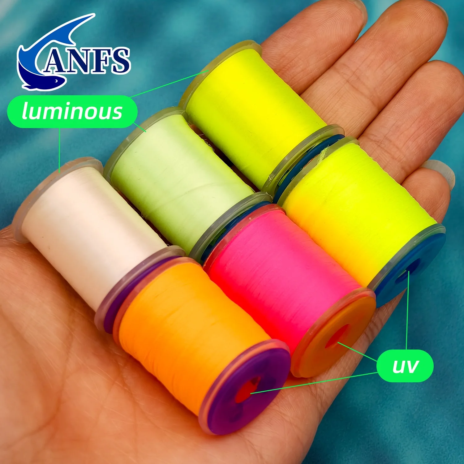 ANFS 6 قطع من خيوط ربط الذبابة بتصميم متنوع، مادة ألياف ربط الذبابة، 3 قطع ليلاً مع 3 قطع تتوهج تحت الأشعة فوق البنفسجية، أفضل هدية للصياد #2