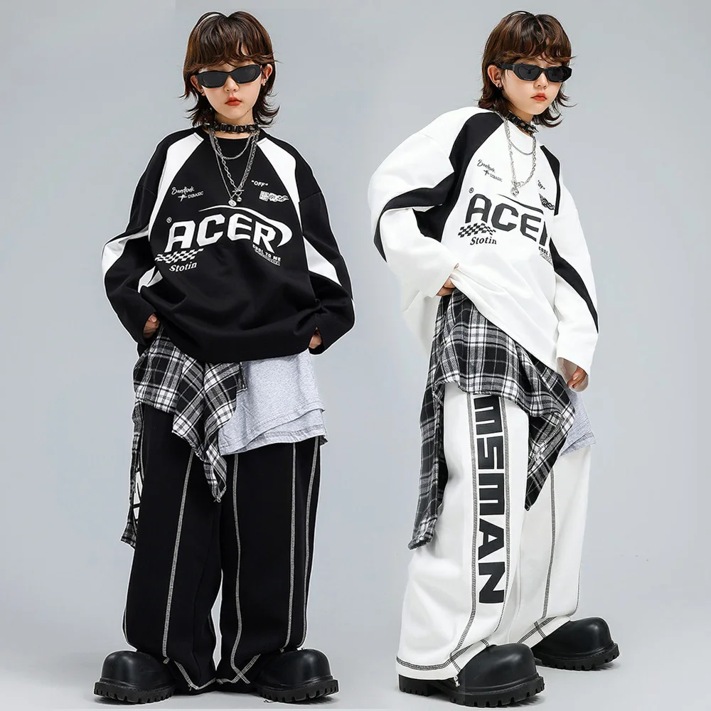 

Children Boy Girl Streetwear Hip Hop Loose Sportswear T-shirt Pant Sets Tracksuits Kids T Shirt Trousers Costume Stage Clothes