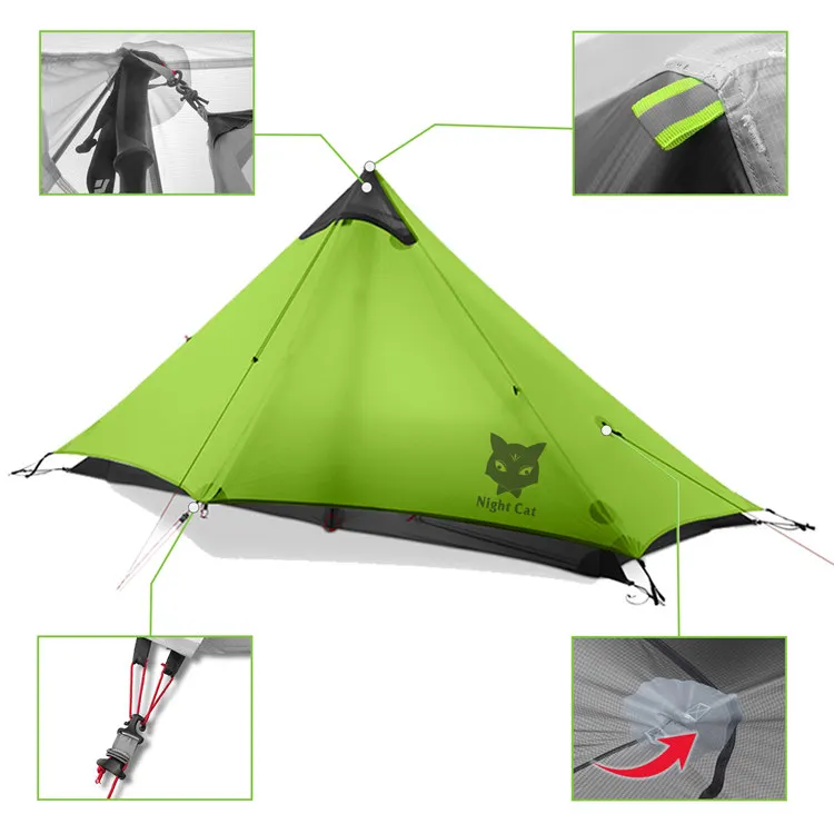 Imagem -04 - Night Cat Caminhadas Leve Waterproof Pessoa Mochila Outdoor Camping Tenda Ultraleve