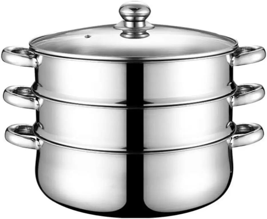 

3 Tier Steamer Pot Stainless Steel, 12.5 Inch Stainless Steel Steamer for Cooking, Steaming Pot Cookware