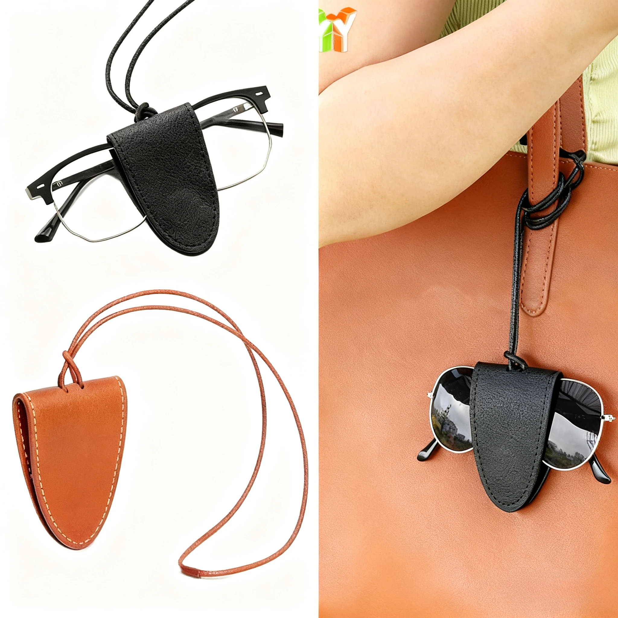 جديد المحمولة النظارات الشمسية حالة بو الجلود المغناطيسي الرقبة نظارات معلقة حقيبة قلادة العصرية نظارات كليب قلادة التبعي