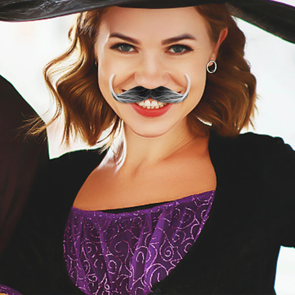 หนวดปลอม 4 ชิ้น สำหรับงานปาร์ตี้ หนวดผู้สูงอายุเหมือนจริง สำหรับแต่งกายฮาโลวีน อุปกรณ์ประกอบฉากคอสเพลย์ อุปกรณ์เสริมตลกๆ สำหรับงานปาร์ตี้ฮาโลวีน