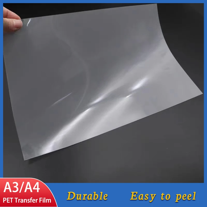 DTF Transfer Film-A4 100 Sheets PET Clear PreTreat Sheets-Heat Transfer Paper for DYI Direct on Film T-Shirts Textile