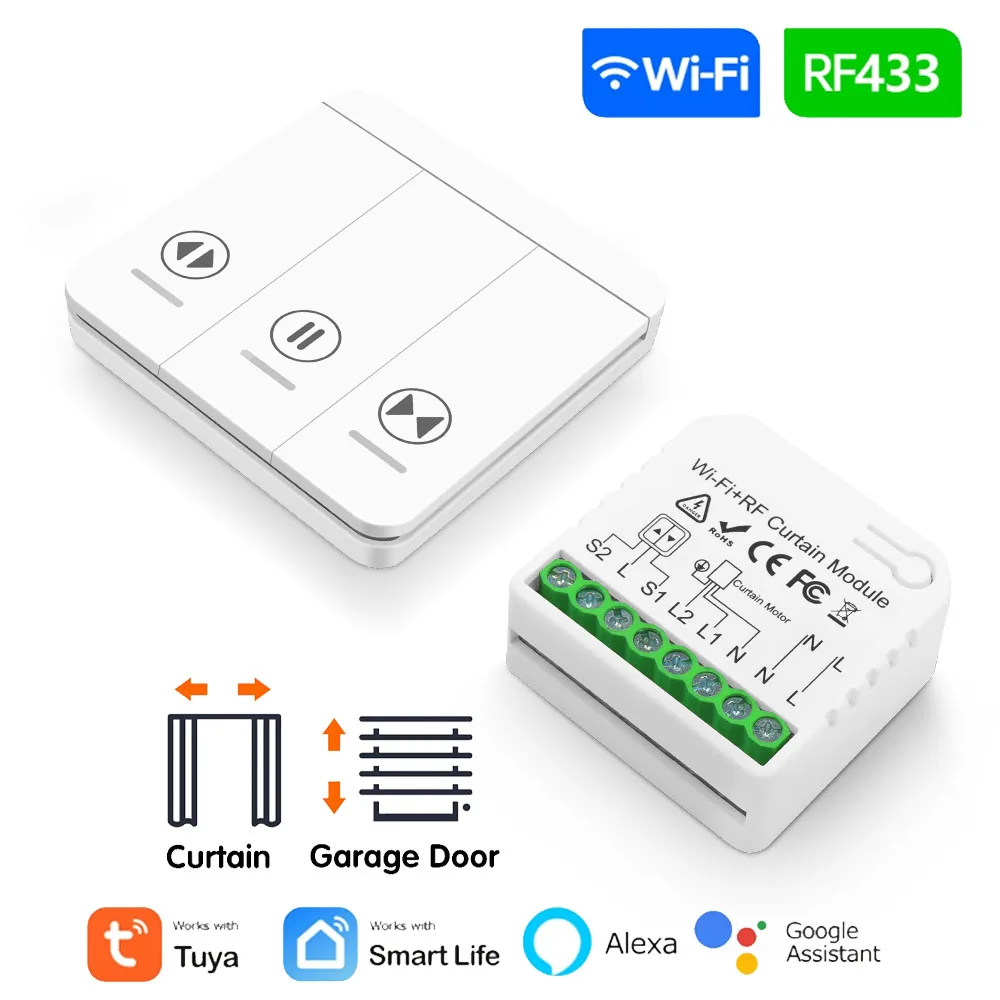 TuyaSmartLifeCurtainSwitchWifiRfRollerShutterModule433mhzwallpanelTransmitter,forGarageDoorWindowBlindsAlexa-AliExpress