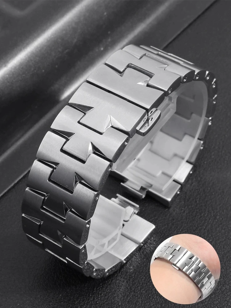 For VACHERON CONSTANTIN Watch Strap Overseas Men\'s Watch Accessories 24mm*7mm Stainless Steel Watch Band