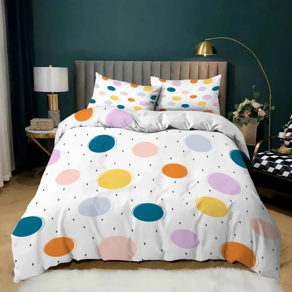 Fashion Colourful Dots Butterflys Comfortable Duvet Quilt Cover Pillowcase Bedding Set Children Bedroom Decoration Home Textile