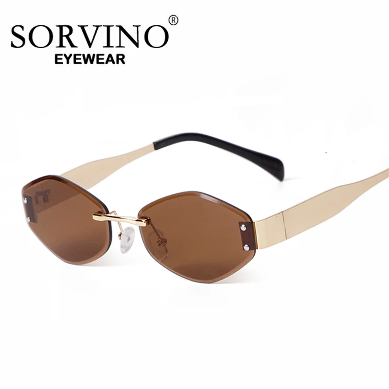 

SORVINO Advanced Retro Polygon Rimless Sunglasses for Women Men Trendy Fashion Brand Designer Classic Frameless Shades Sun Glass