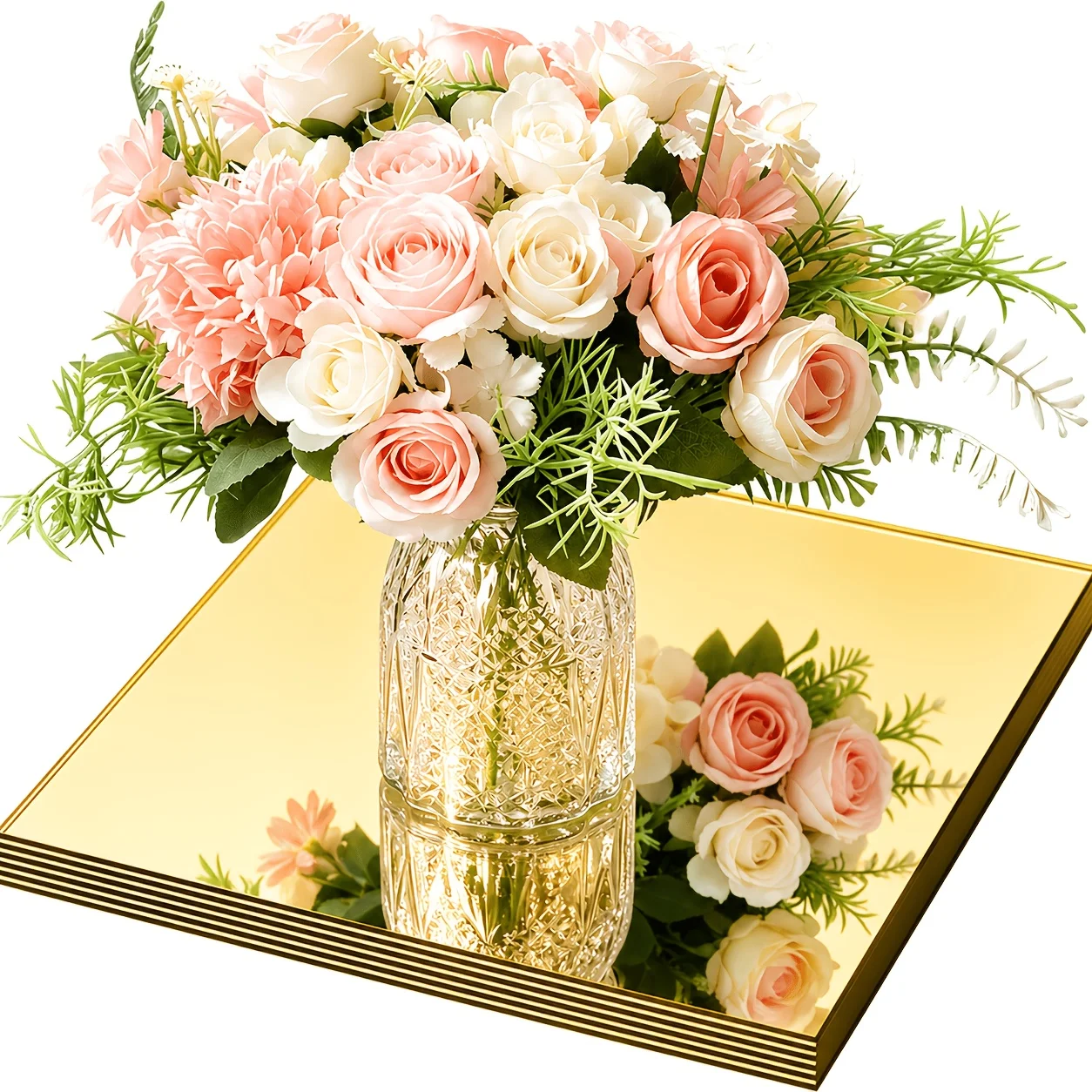 10x10cm Elegant Useful Tray Acrylic Mirror Storage Bathroom Makeup Vanity Full Length Mirror Living Room Apartment Hotel 4PCS