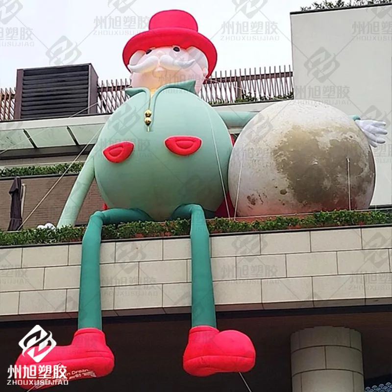 Giant inflatable Christmas decoration inflatable Santa Claus holding planet LED lights activity stage advertising props