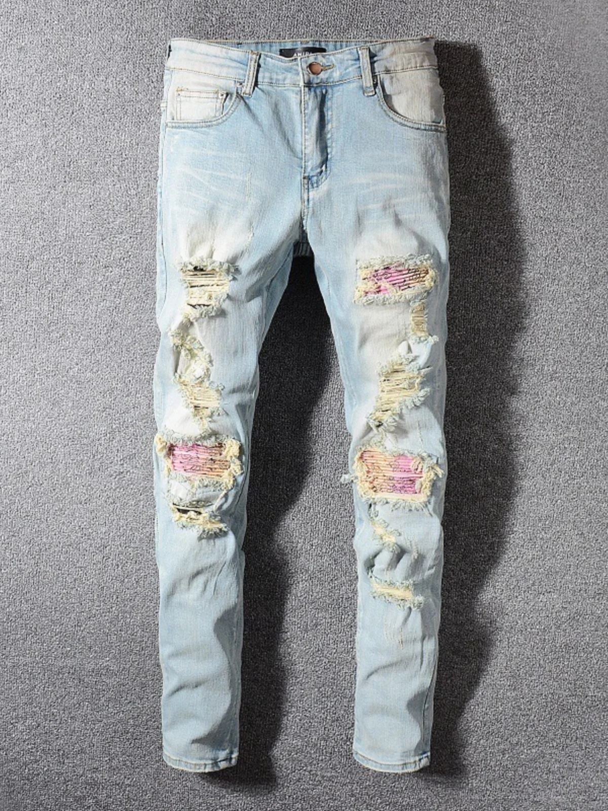 

Мужские джинсы Slim Fit, эластичные уличные трендовые весенне-осенние хлопковые эластичные джинсовые джинсы со средней талией, длинные брюки Youth Faion Destroye...