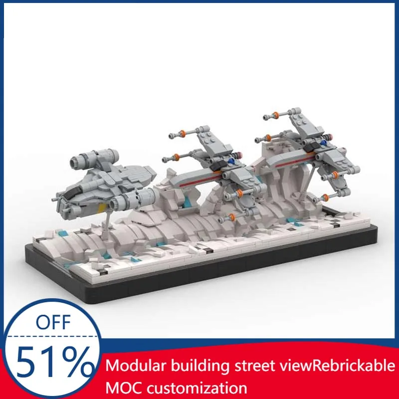 

1061pcs Sci Fi Ice Planet Pursuit Battle Diorama Building Blocks Model Diy Assembly Educational Toy Creative Collection Display