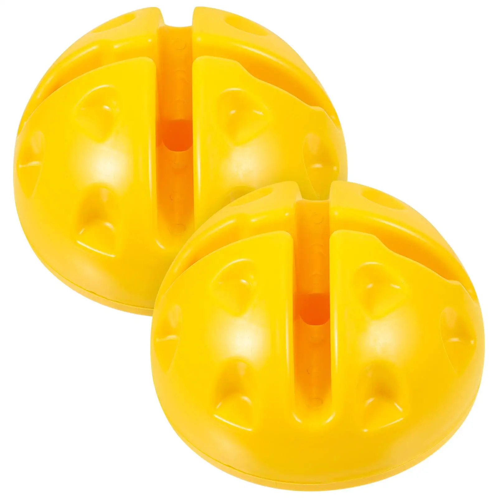 2 Pcs Pole Training Equipment Base Plastic Weighted Versatile Attachment Yellow Football