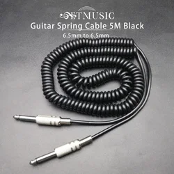 5M Guitar Spring Cable Guitar 6.5mm to 6.5mm Male to Male Mono Spring Audio Cable Black